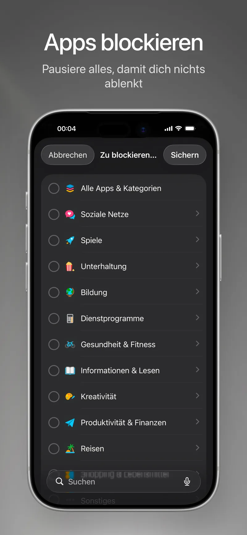 Screenshot aus dem App Store: Apps zum Sperren auswählen