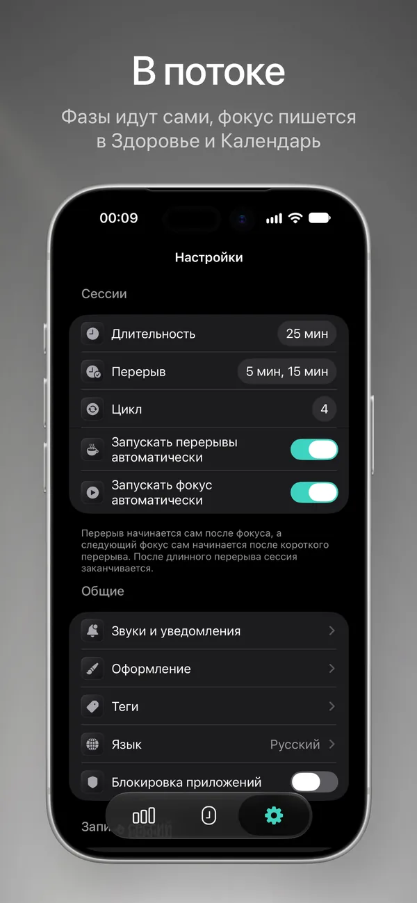 Настройки с двумя переключателями автозапуска